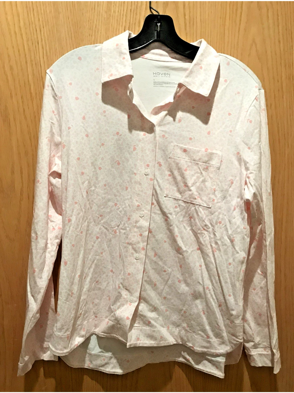 New with Tags “Haven” By Talbots PJ Top Pink & White Size Small. ORGANIC COTTON